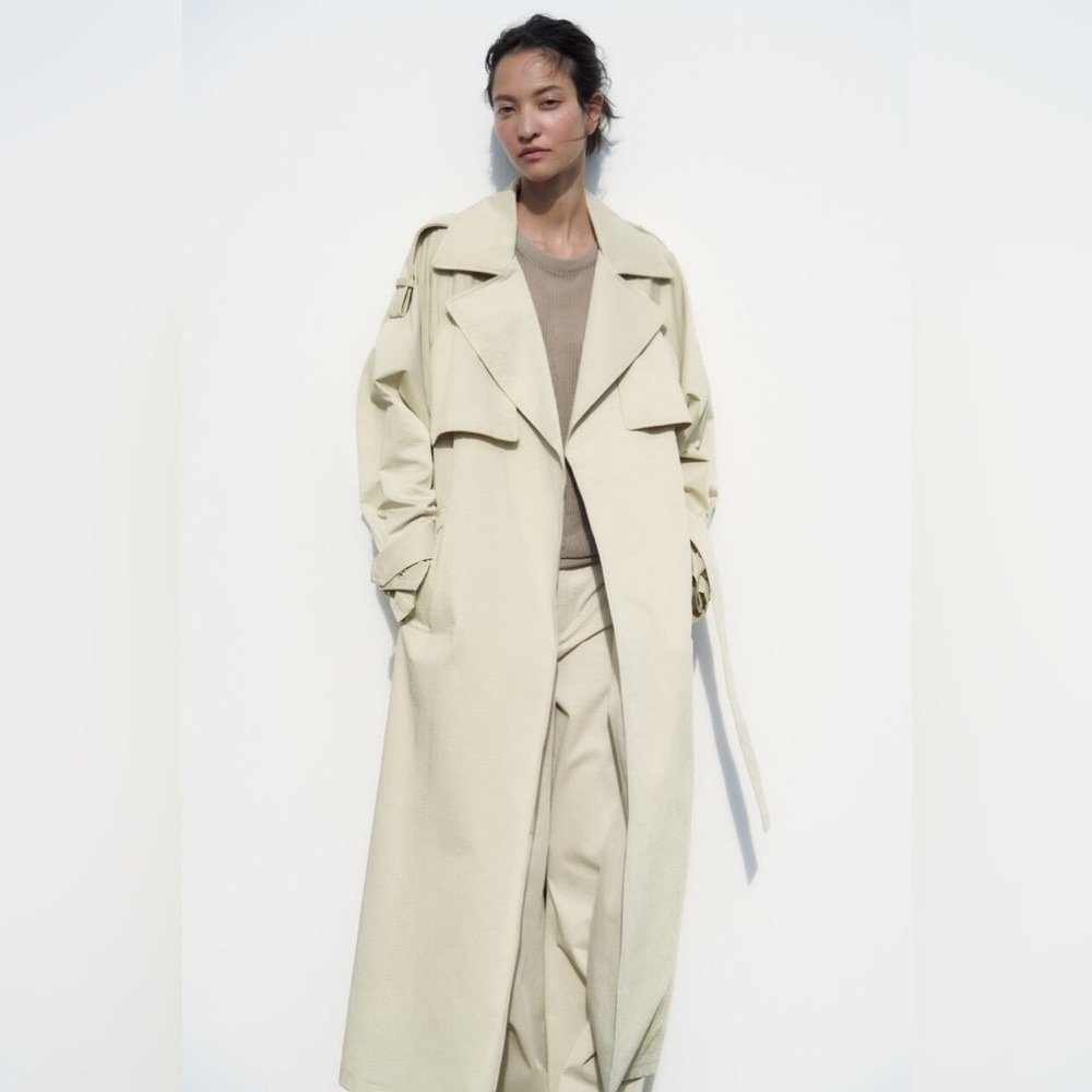 Zara Waxed Cotton Duffel Coat (Waterproof Trenchcoat) in Sand - Size M/L